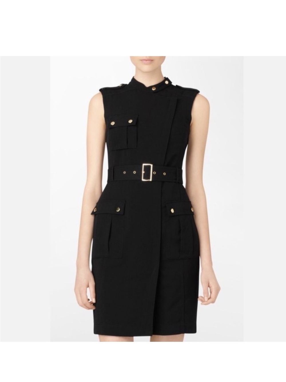 Calvin Klein Belted Black Sleeveless Dress